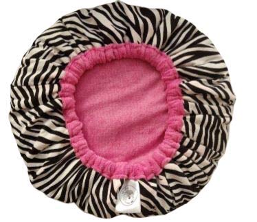 Cordless Deep Conditioning Heat Cap+2 Extra Durable Hair Clips- Microwavable Heat Cap for Deep Conditioning Hair Therapy, 100% Natural Cotton, Flaxseed Seed Interior for Maximum Heat Retention-Zebra