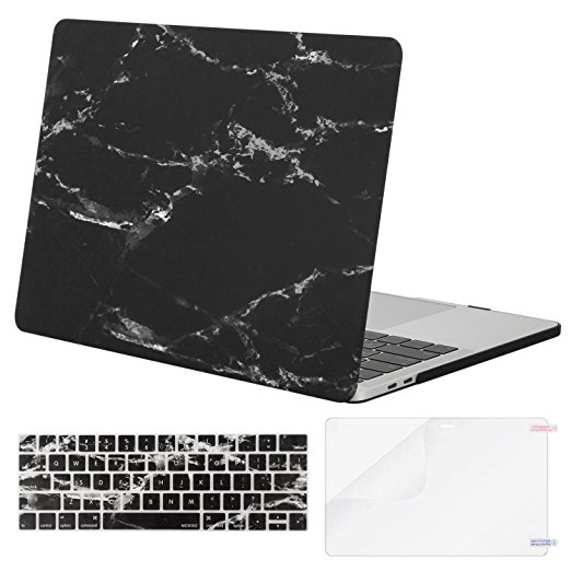 Mosiso MacBook Pro 13 Case 2017 & 2016 Release A1706 / A1708, Plastic Hard Case Shell with Keyboard Cover with Screen Protector for Newest MacBook Pro 13 Inch, Black Marble