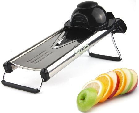Spring Kitchen - Premium V-Blade Stainless Steel Mandoline Food Slicer Cutter 5 Different InsertsBlack