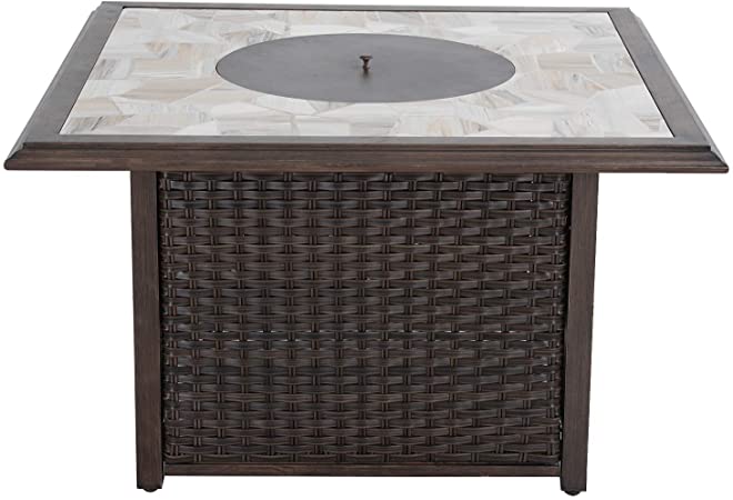 Grand patio Outdoor 41 Inch Propane Gas Fire Pit Table, Square Firetable with Resin Wicker Base, Resin Wicker/Square