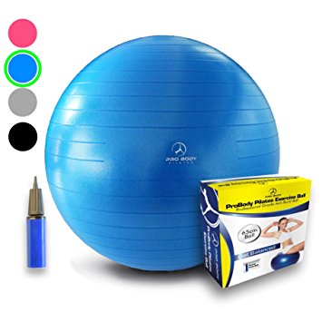 Exercise Ball - Professional Grade Anti-Burst Yoga Fitness, Balance Ball for Pilates, Yoga, Stability Training and Physical Therapy