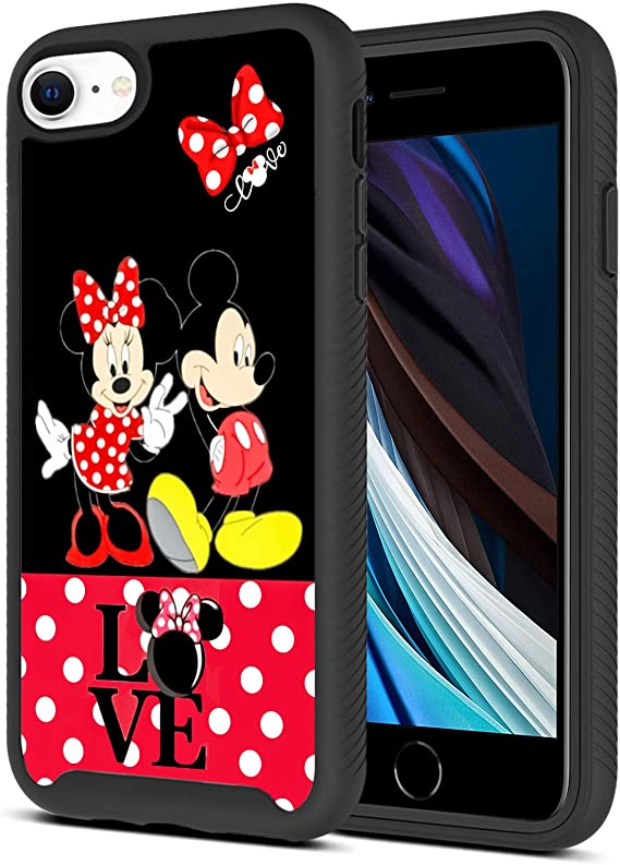 DISNEY COLLECTION iPhone SE 2020 Case/iPhone 7 Case/iPhone 8 Case 3 Layer Protective Heavy Duty Case Shock Absorption Mickey and Minnie Love Pattern Case for iPhone SE 2020/iPhone 7/iPhone 8 4.7 Inch