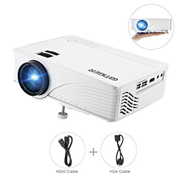 Mini Projector, GBTIGER GP-12 2000 Lumens LED Home Projector Support Full HD 1080P 800 x 480 Pixels Portable Multimedia Home Theater Movie Game Video Projector with VGA HDMI Cable, White