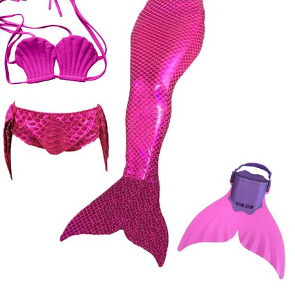 Kids Girls Sparkle Mermaid Tail with Monofin Swimmable Swimwear
