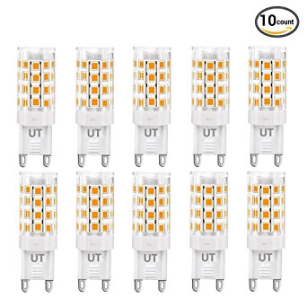Ustellar 10 Pack G9 LED Light Bulbs, 50W Halogen Bulbs Equivalent, 340lm, 5W, 3000K Warm White ,Non-Dimmable, AC 120V, 360 Degree Beam Angle, 340lm, G9 Base, Corn Light Bulb