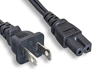 Monoprice Power Cord - 10 Feet - Black | Polarized NEMA 1-15P to Polarized IEC 60320 C7, 18AWG, 10A, 125V