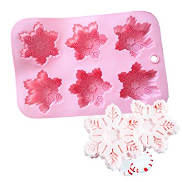 Tyoungg Pink Silicone Bath Bomb Mold Fizzies Christmas Snowflake Mold 6 Cavity