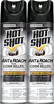 Hot Shot Ant & Roach Plus Germ Killer, Unscented Aerosol, 17.5-Ounce