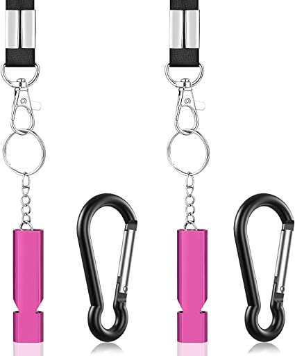 Michael Josh 2PCS Outdoor Loudest Emergency Survival Whistles with Carabiner and Lanyard for Camping Hiking Sports Dog Training