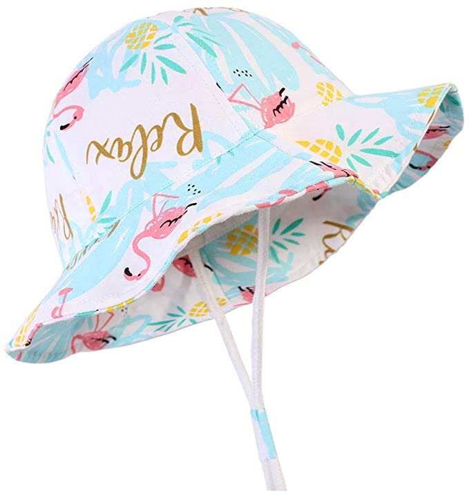 Girls Summer Sun Hat, Foldable Bucket Hat Soft Cotton Beach Hats Wide Brim Fisherman's Hat