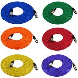 GLS Audio 25ft Mic Cable Cords - XLR Male to XLR Female Colored Cables - 25 Balanced Mike Cord - 6 PACK