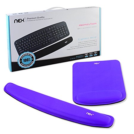 Nex Mouse Mat with Wrist Rest Pad Mouse Pad Keyboard Mouse Memory Foam Stress Disorder Pads Kit Wrist Rest Pad for Surfing and Gaming (Purple)