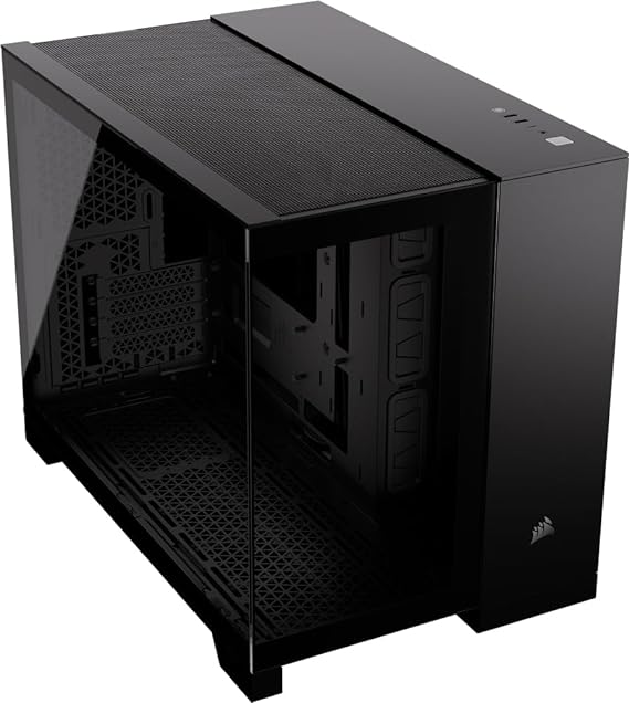 CORSAIR 2500X Tempered Glass Small-Tower mATX Dual Chamber PC Case – No Fans Included – Wide Cooling Flexibility – Reverse Connection Motherboard Compatible – Black