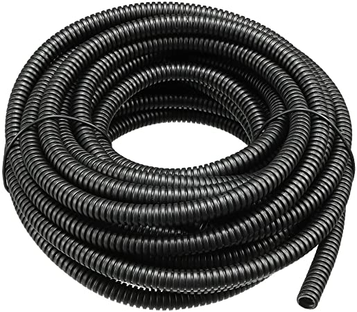 uxcell Corrugated Tube Conduit PP Polyethylene Tubing Flexible Pipe Hose Black 5.2mm Inner Dia 7.2mm Outer Dia. 6M Long