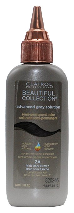 Clairol Beautiful Collection Advanced Gray Solution Hair Color, 3 fl oz -2A Rich Dark Brown