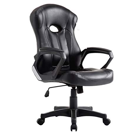 Cherry Tree Racing Gaming Style PU Leather Swivel Office Chair in Black Colour