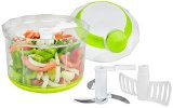Brieftons QuickPull Food Chopper Large 4-Cup Powerful Manual Hand Held Chopper  Mincer  Mixer  Blender to Chop Fruits Vegetables Nuts Herbs Onions for Salsa Salad Pesto Coleslaw Puree