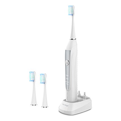 BESTOPE Electric Toothbrush Rechargeable Sonic Toothbrushes with DuPont Bristles 3 Replacement Heads 2 Minutes Timer 3 Tooth Brushing Modes IPX7 Waterproof