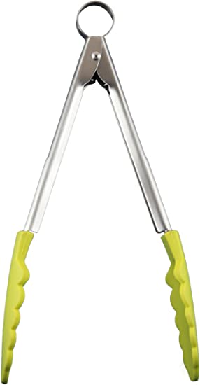 Cuisipro 9.5-Inch Silicone Locking Tongs, Apple Green