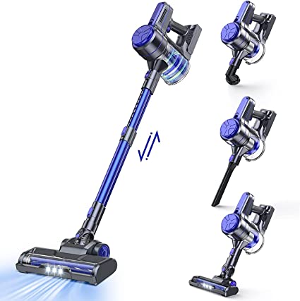 EICOBOT Cordless Vacuum Cleaner, 4 in 1 Lightweight Quiet Stick Vacuum Cleaner, High Efficiency Vacuum Cleaner with 30min Long Runtime Detachable Battery, Perfect for Hardwood Floor A10