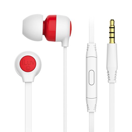 Talk S'more by iLuv - Tangle-Resistant Noise-Isolating Stereo Earphones for all Apple, Samsung & Android Devices (Red)