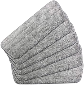 TOPSKY 6-Pack Microfiber Mop Replacement Pad Mop Cleaning Pad Mop Head Refills Mop Replacement Pad Adhesive Mop Replacement Cloth Gray