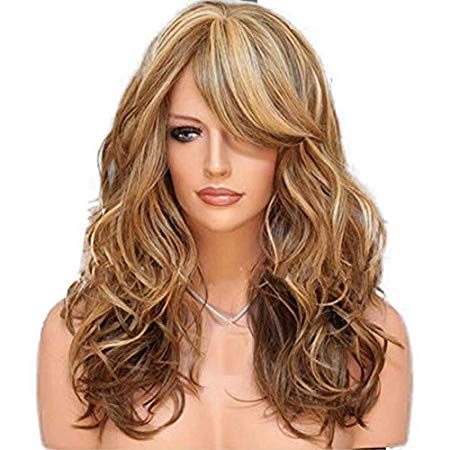 Radorock 60cm Women's Heat Resistant Hair Blonde Long Curly Full Wig