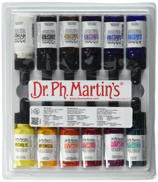 Dr. Ph. Martin's Hydrus Fine Art Watercolor Bottles, 0.5 oz, Set of 12 (Set 1)