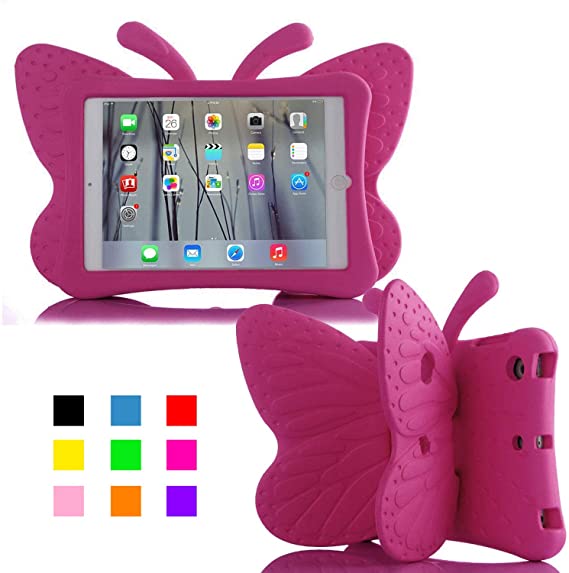 iPad 10.2 Case, ER CHEN Kids Light Weight Cute Butterfly Design Shockproof EVA Foam Case for iPad 7th Gen 10.2" 2019 /iPad Air (3rd Gen) 10.5" 2019 /iPad Pro 10.5 2017 (Rose)