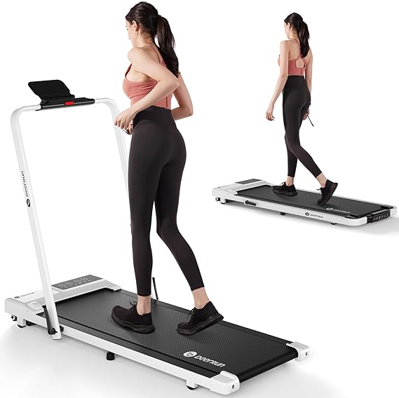 DeerRun 3 in 1 Folding Treadmills for Home, 3.0HP Powerful and Quiet Under Desk Treadmill, 300 lbs Capacity Foldable Walking Pad with Remote Control and Space Saving, Free Installation