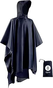 Opret Wasserdicht Regenponcho Damen Herren, Leicht Atmungsaktiv Regencape 3-in-1-Multifunktional Regenmantel Regenschutz Regen Poncho für Wandern und Camping-Navyblau