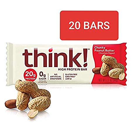 thinkThin High Protein Bars, Chunky Peanut Butter, 2.1 Ounce (20 Count)