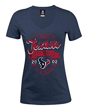 NFL Houston Texans Women's Baby Jersey Short Sleeve V-Neck Tee, X-Large, Navy