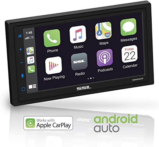 Sound Storm DD988ACP Apple CarPlay Android Auto Car Multimedia Player - Double-Din, 6.75 Inch LCD Touchscreen, Bluetooth, MP3-USB-Aux in, No CD-DVD, AM/FM Car Radio, Multi Color Illumination