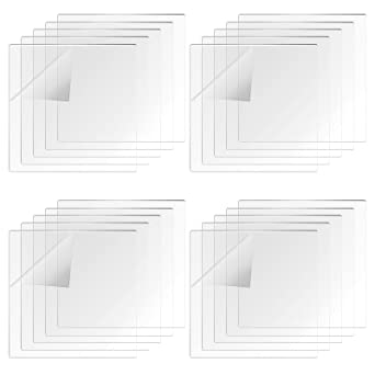 4 x 4 Inches Clear Plastic Acrylic Sheets 0.12 Inch Thick Acrylic Square Panel Transparent Acrylic Square Signs for Crafts and Painting Supplies (20 Pieces)