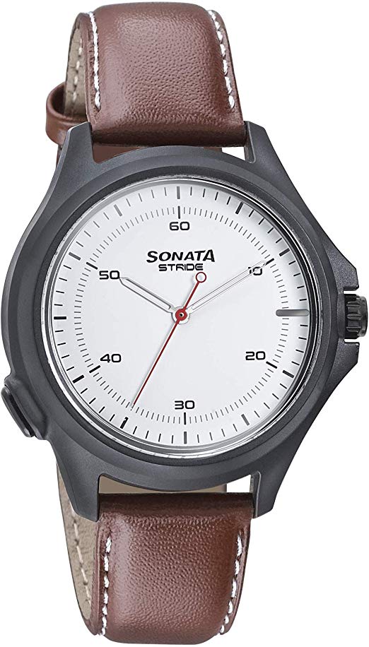 Sonata Stride Hybrid Smart Watch White Dial for Men -7130PL01