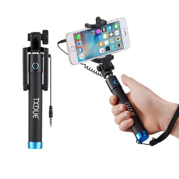 Selfie Stick TXDUE Wired Ultra Compact Foldable Extendable Selfie Stick for iOS and Android Smartphones Blue