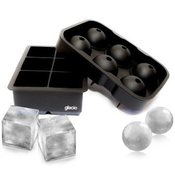 glacio Combo Silicone Ice Molds - Sphere Ice and Large Square Ice Cubes