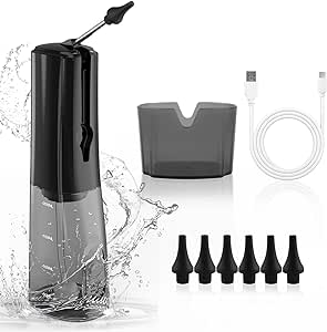 Water Powered Ear Cleaner, Ear Wax Removal Kit Waterproof USB Rechargeable Safe & Effective Triple Stream 3 Pressure Settings 3 Mode Ear Wax Removal Kit with Basin & 6 Replaceable Nozzles