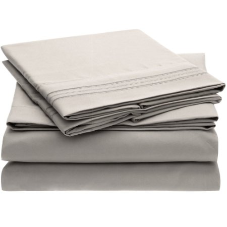 Ideal Linens Bed Sheet Set - 1800 Double Brushed Microfiber Bedding - 3 Piece Twin Light Gray