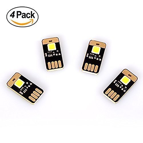 Yitee® 4pcs USB Light Keychain Super Bright Pure White Single SMD LED Mini USB Port Light Ultra-thin Portable Night Light with Double Touch Switch