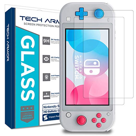 Tech Armor HD Clear Ballistic Glass Screen Protector Compatible with Nintendo Switch Lite 2019 [2-Pack] - 99.99% Clarity and Touchscreen Accuracy