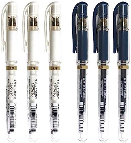 Uni-Ball UM-153 Signo Gel Ink Ballpoint Pen Value Set, White & Blue Black, Bold 1.0 mm, 3 Pens Each - Total 6 Pack (Japan Import)