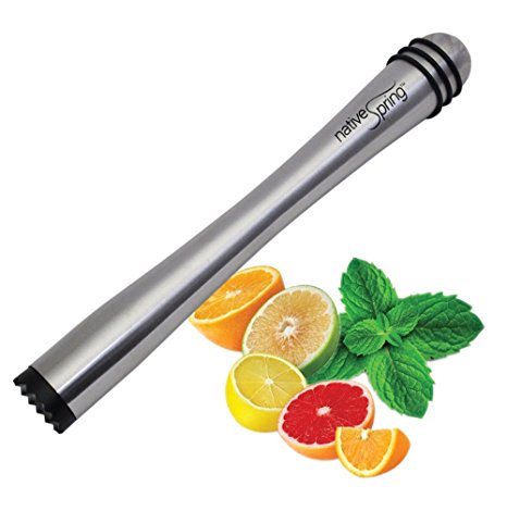 Drink Muddler, Stainless Steel Mojito Bar Tool with Nylon Tip