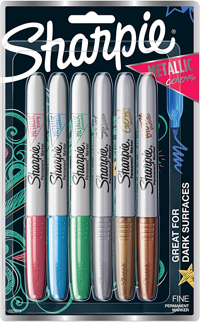 Sharpie Metallic Fine Point Permanent Markers 6/Pkg-Ruby,Sapphire,Emerald,Bronze,Silver,Gold