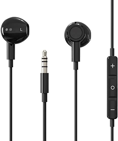 Hi-Res Extra Bass Earbuds Noise Isolating In-Ear Headphones Wired Earbuds for Microphone for iPhone,iPod,iPad,MP3,HUAWEI,Samsung, Lightweight Earphones for Volume Control 3.5mm Jack Headphones