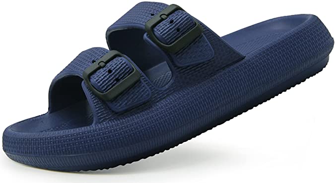 Weweya Pillow Slippers for Women and Men - Cloud Slides - Double Buckle Adjustable - EVA Flat Sandals