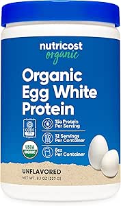 Nutricost Organic Egg White Protein Powder 8oz (Unflavored) - 15 Grams Protein Per Serving, GMO-Free, Gluten Free