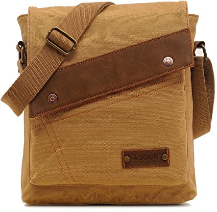 Magictodoor Small Vintage Canvas Messenger Bag Ipad Shoulder Bag Travel Portfolio Bag