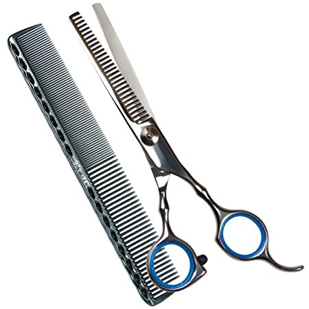 Professional Razor Edge Barber Thinning/Blending/Layering/Texturizing Scissor/ Shear 6",Stainless Steel Barber Handmade Hair-cutting with Comb and Adjustable Finger Inserts